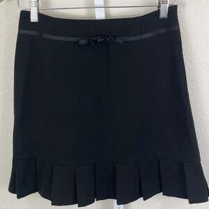 Thalian Skirt Womens 4 Black Bow Ribbon Trim Pleated Hem Stretch Y2K Coquette